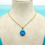 Load image into Gallery viewer, AAA Blue Turquoise Flower Pendant, Turquoise Hand Carved Flower Necklace, Flower Gemstone Necklace For Her, 17 mm Flower, Bridesmaid Gifts