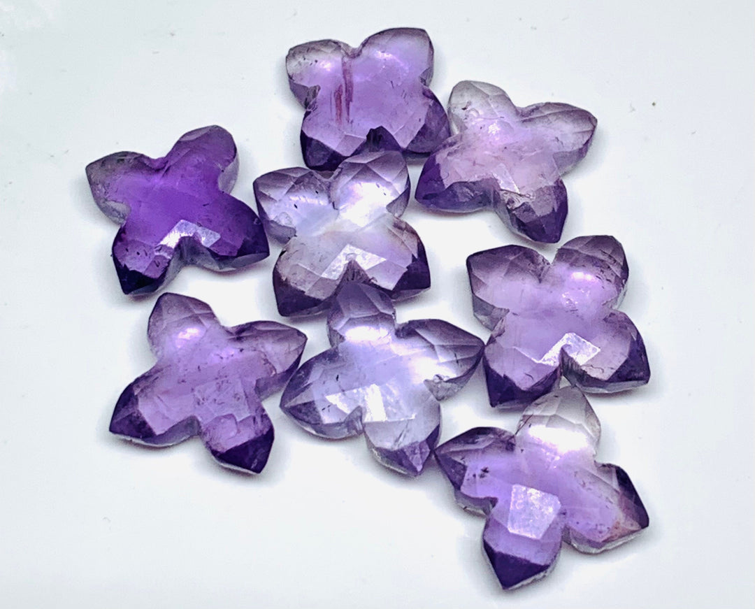 Hand Carved Amethyst Flower Gemstone: AAA Quality, 12mm