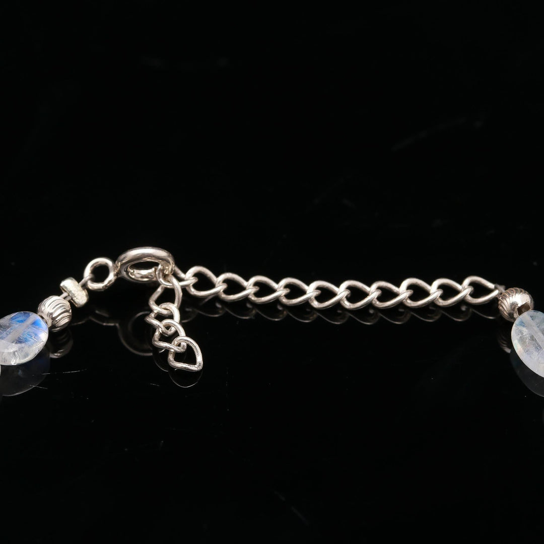 Flashy Rainbow Moonstone Oval Beads Bracelet, Smooth Oval Beads Bracelet, 6 MM Blue Flash Beads Bracelet, Emotional Balancing Stone Bracelet