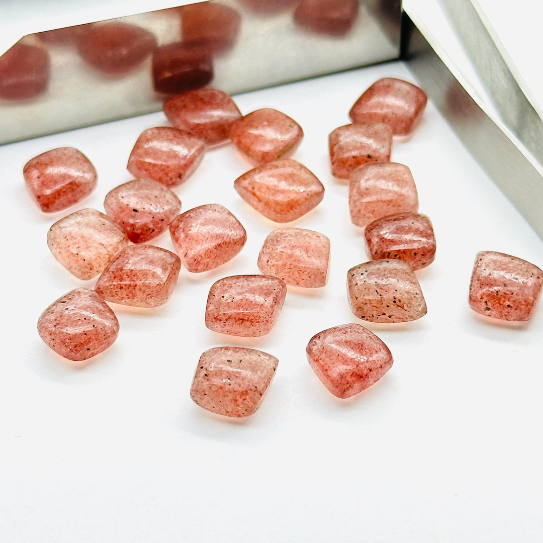 2,3,4,5,6Pcs Natural pink strawberry smooth fancy Shape jewelry Making Loose Gemstone,smooth Gemstone brioletts Gemstone for Jewelry 8X10mm.
