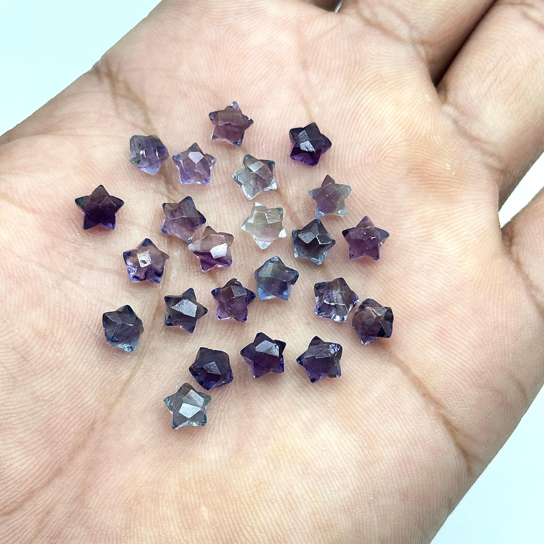 Tiny AAA Multi Fluorite Star Shape Briolette's, Fluorite Faceted Hand Carved Star Shape Beads, Star Shape Loose Charm Jewelry Beads, 6 MM