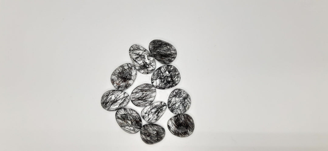 2 pcs AAA+ Quality Black Rutile freeform Rosecut, Blcak Routile faceted rosecut,gemstone for jewelry, jewelry making rosecut 9X6 13X10 mm