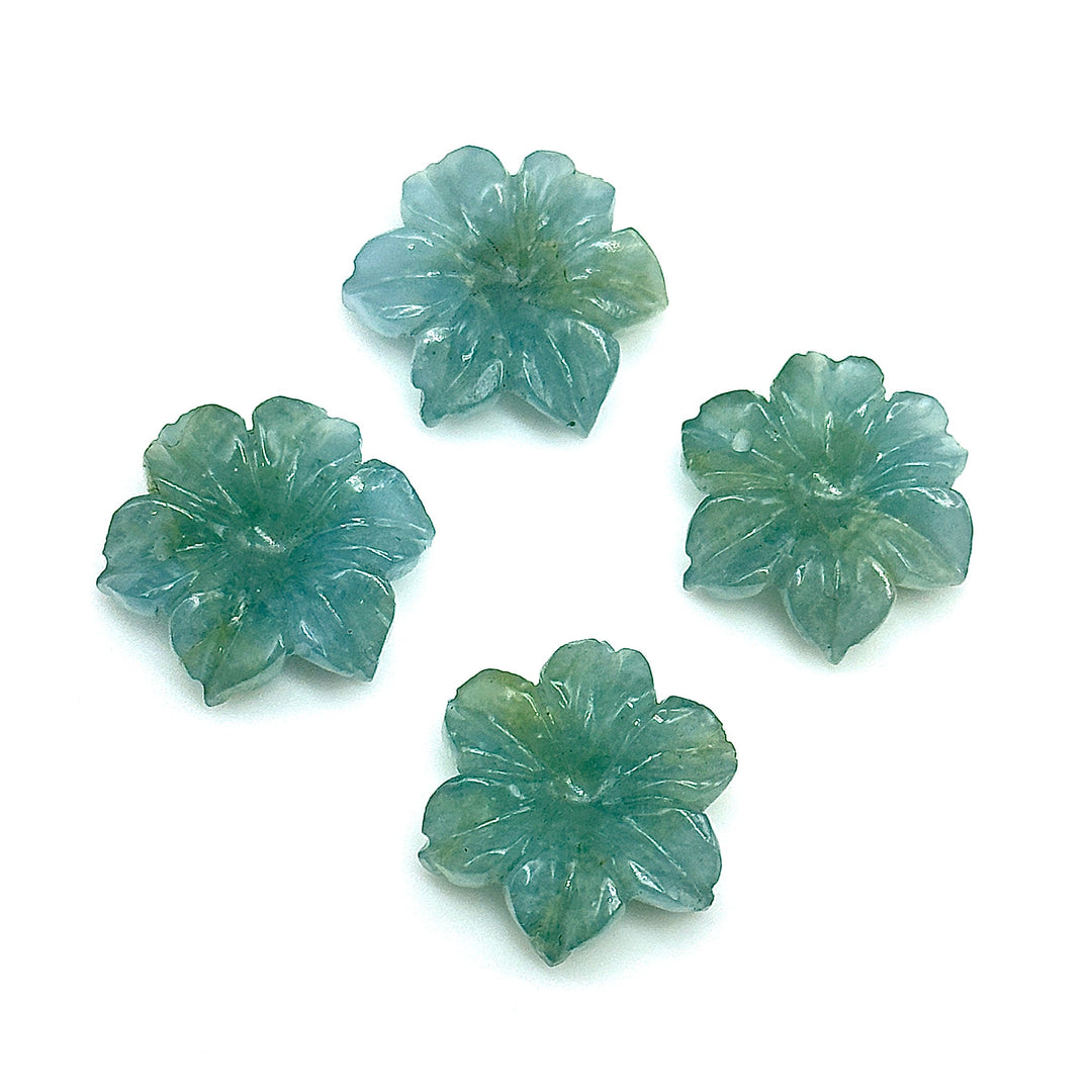 Natural Aquamarine Carved Flower, Hand Carved Flower Shape Gemstone, 18 mm Naturally Carved Flower for Jewelry, Aquamarine Carved Crystal