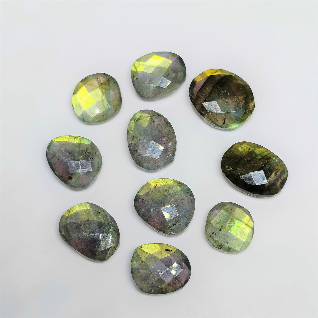 2 pcs A-one quality labradorite freeform Rosecut, multi flash faceted rosecut, gemstone for jewelry 13X9 19X14mm