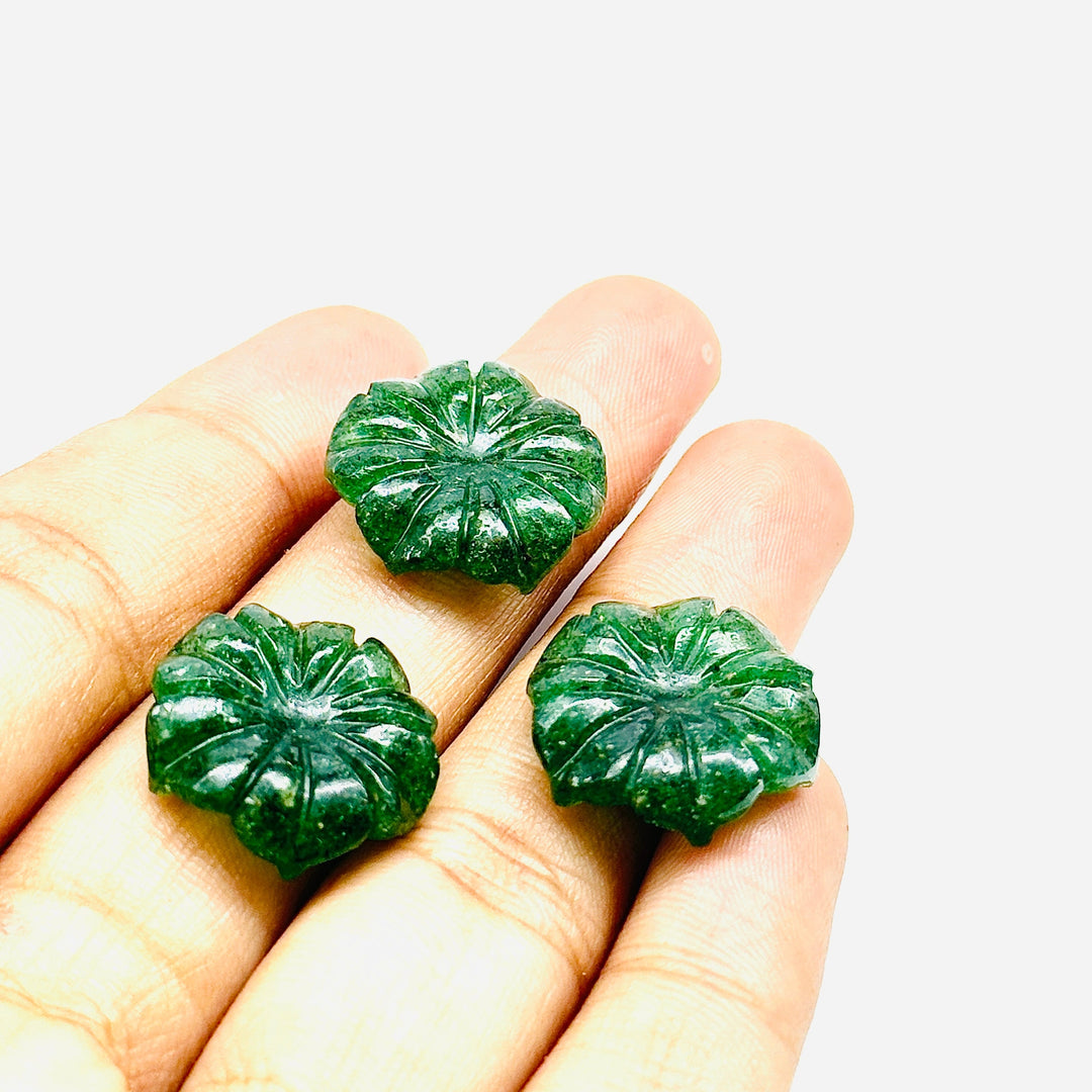 Natural Green Strawberry Quartz Flower Shape Carved Gemstone, Flower Shape Carving, Gemstone For Jewlery 17 mm, Craft Making Flower Charm