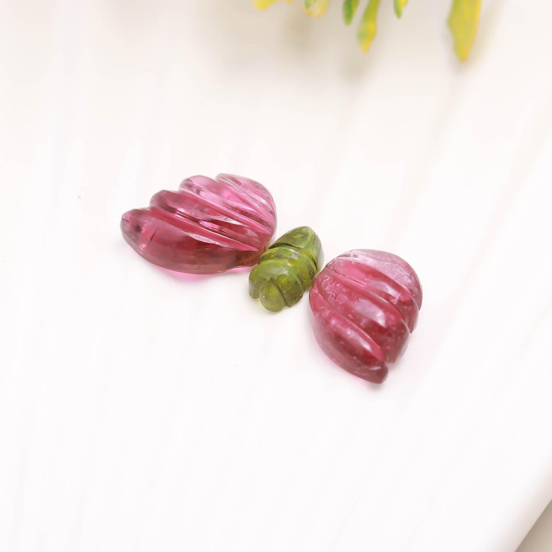Pink Tourmaline Butterfly Stone: Carved Gemstone Healing Crystals (13-8 MM, 3 Stones)