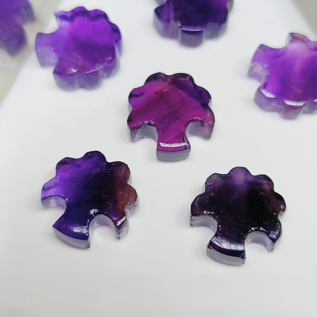 Natural Amethyst Tree Shape Hand Carved Gemstone Beads, 12X12 MM Purple Amethyst Fancy Shape Carving Loose Gemstone Beads for Jewelry Making