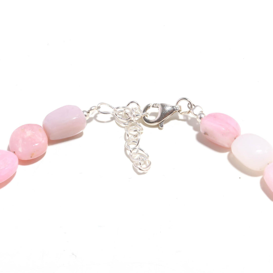 Pink Opal Smooth Tumble Beads Bracelet, AAA Pink Opal Nuggets Shape Beads Bracelet, Jewelry Gifts, Fancy Jewelry/Anklet for Girls, 8 MM