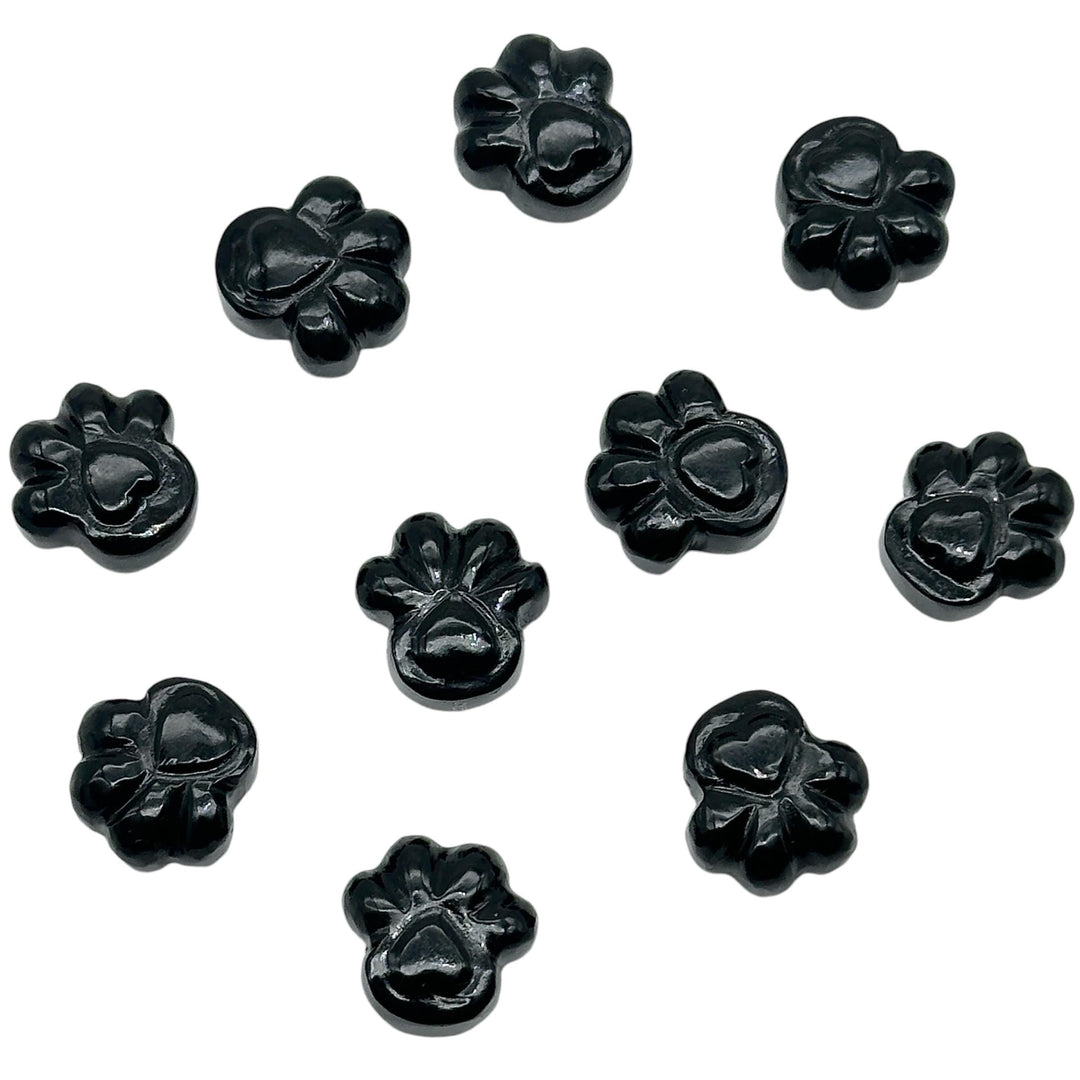Natural Black Onyx Hand Carved Dog Paw, AAA+ Quality Gemstone Flat Back Paw Carving, 13 MM Paw Charm, Dog Paws for Jewelry & Craft Making
