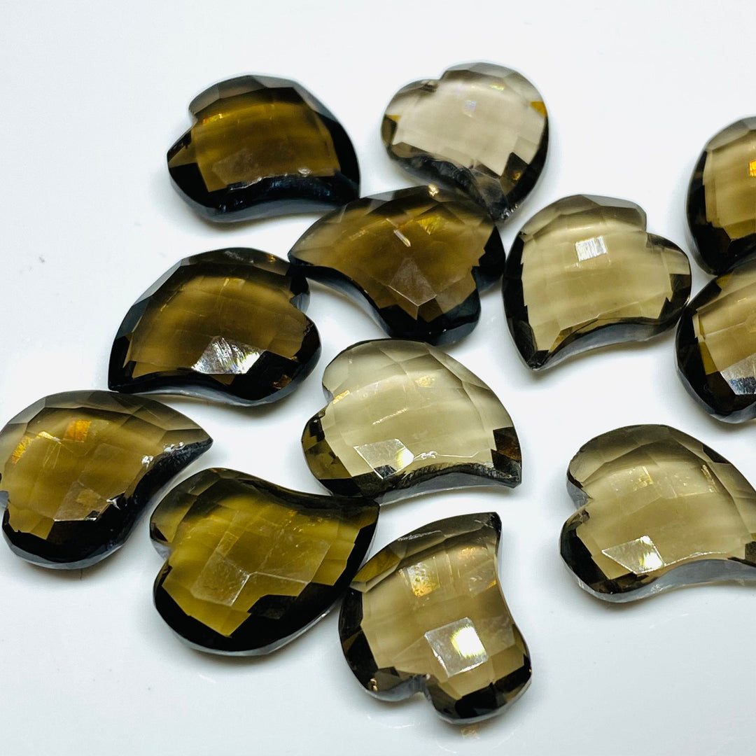 2,3,4,5, Pcs Natural Smokey Quartz Heart Shape Gemstone, Faceted Heart Shape Gemstone, Fancy Shape Briolettes Beads For Jewelry 15X13 MM