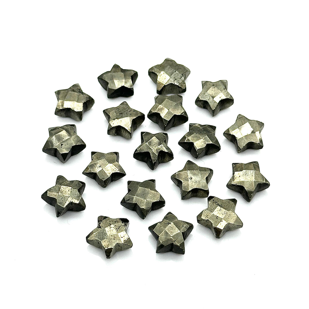 Natural Pyrite Faceted Star Shape Briolettes, Hand Carved Star Faceted Beads, Star Shape Gemstone for Jewelry Making, 10 MM Star Charms