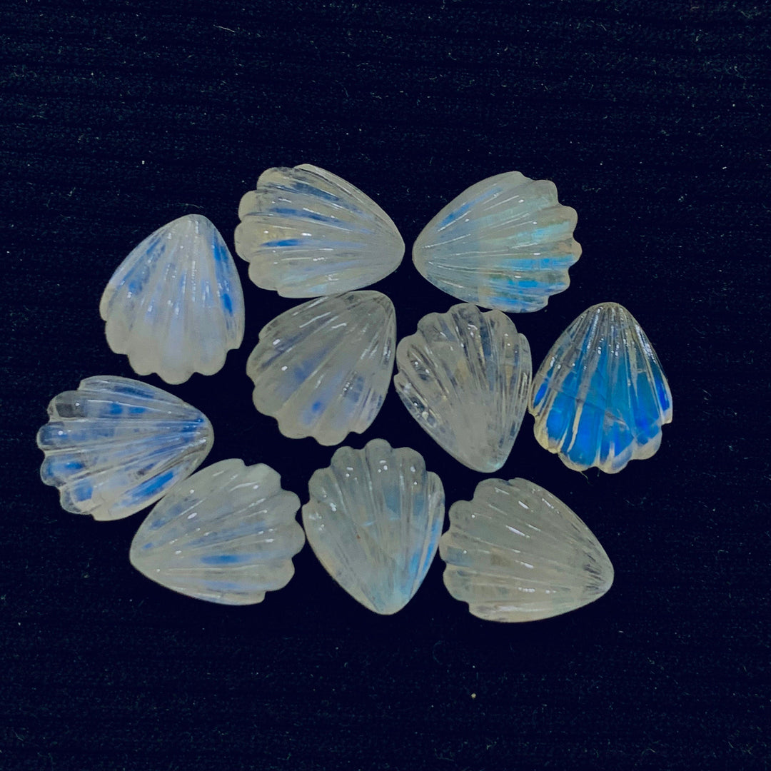 2,3,4,5,6 pcs 100% Natural Rainbow Moonstone Fancy Shape Carved Gemstone, Fancy Shape Carving, Carved Gemstone For Jewellery 12.3X10 mm