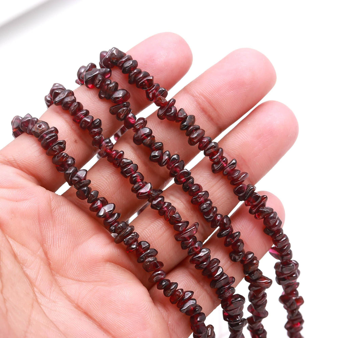 Genuine Garnet Uncut Beads Strand, AAA Garnet Chips Beads for Jewelry Making, 16" Inch Garnet Uncut Chip Beads, Freeform Uncuts