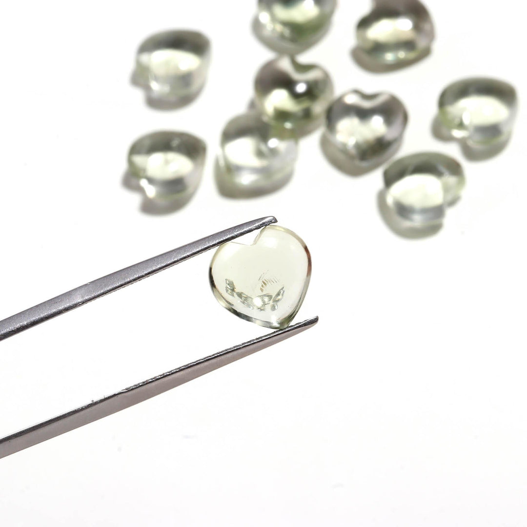 Natural Green Amethyst Smooth Heart Shape Beads, AAA Amethyst Jewelry Making Loose Heart Beads, Wholesale Beads, 12 MM