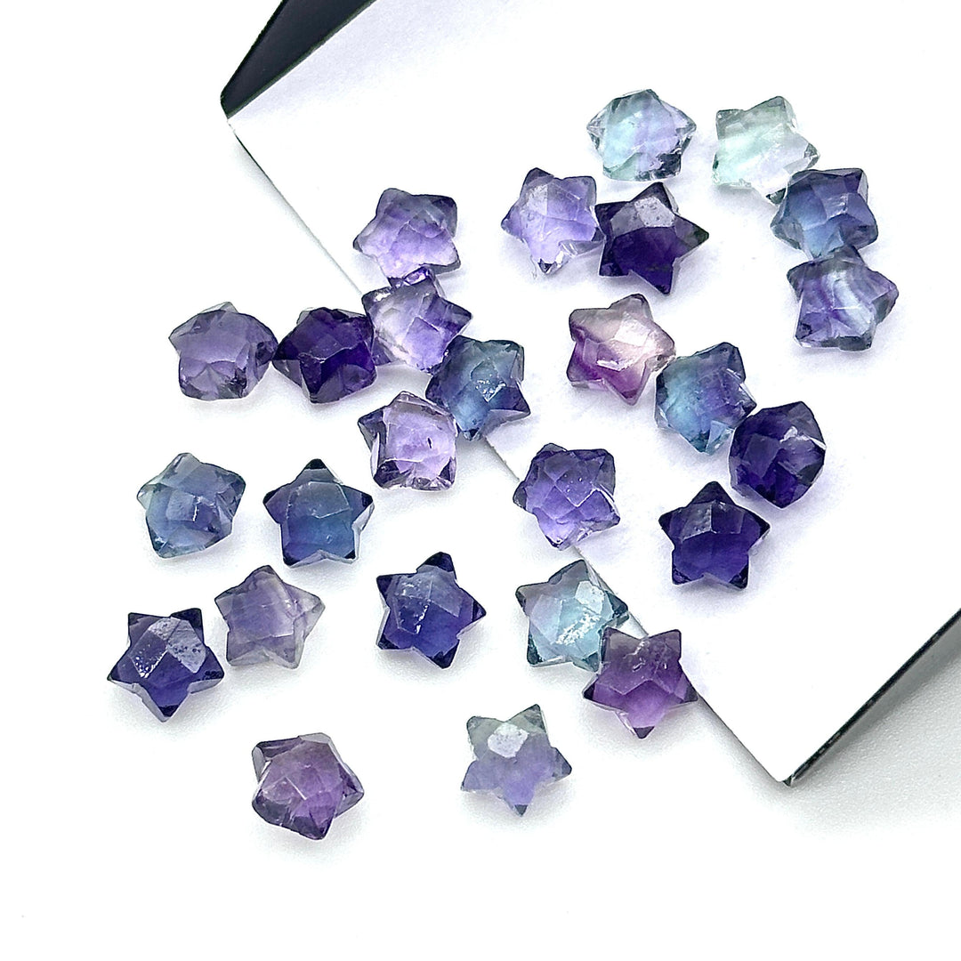 Tiny AAA Multi Fluorite Star Shape Briolette's, Fluorite Faceted Hand Carved Star Shape Beads, Star Shape Loose Charm Jewelry Beads, 6 MM