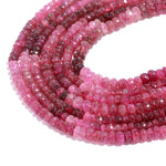 Load image into Gallery viewer, Genuine Pink Tourmaline Faceted Rondelle Beads, 15 Inches Shaded Pink Tourmaline Beads Strand, Jewelry Making Loose Beads