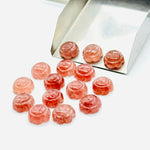 Load image into Gallery viewer, 2,3,4,5 pcs 100% Natural pink strawberry Carved Gemstone, Loose Gemstone, sunflower Shape Gemstone Jewlery, Carved Gemstone 12 mm