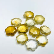 2,3,4,5 Pcs Natural Citrine Hand Carved Flower Shape, Carved Flower Shape Gemstone For Jewellery, Flower Shape Gemstone, 10 mm