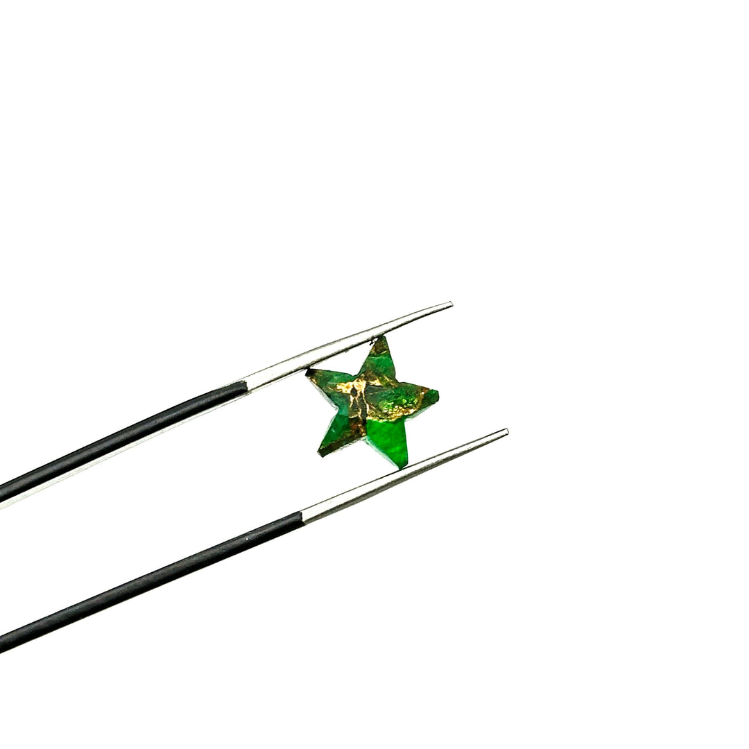 Hand Carved Green Mohave Turquoise Star Beads: 10mm Gemstone Charms