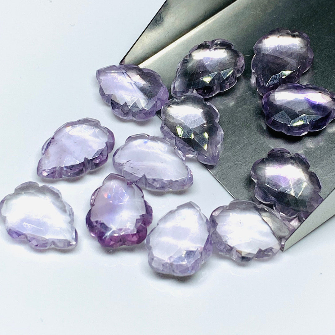 2,3,4,5 pcs Natural Pink Amethyst Leaf Shape Carved Gemstone, Pink Amethyst Briolettes Beads For Jewelry Making, Carved Gemstone 16X10 mm