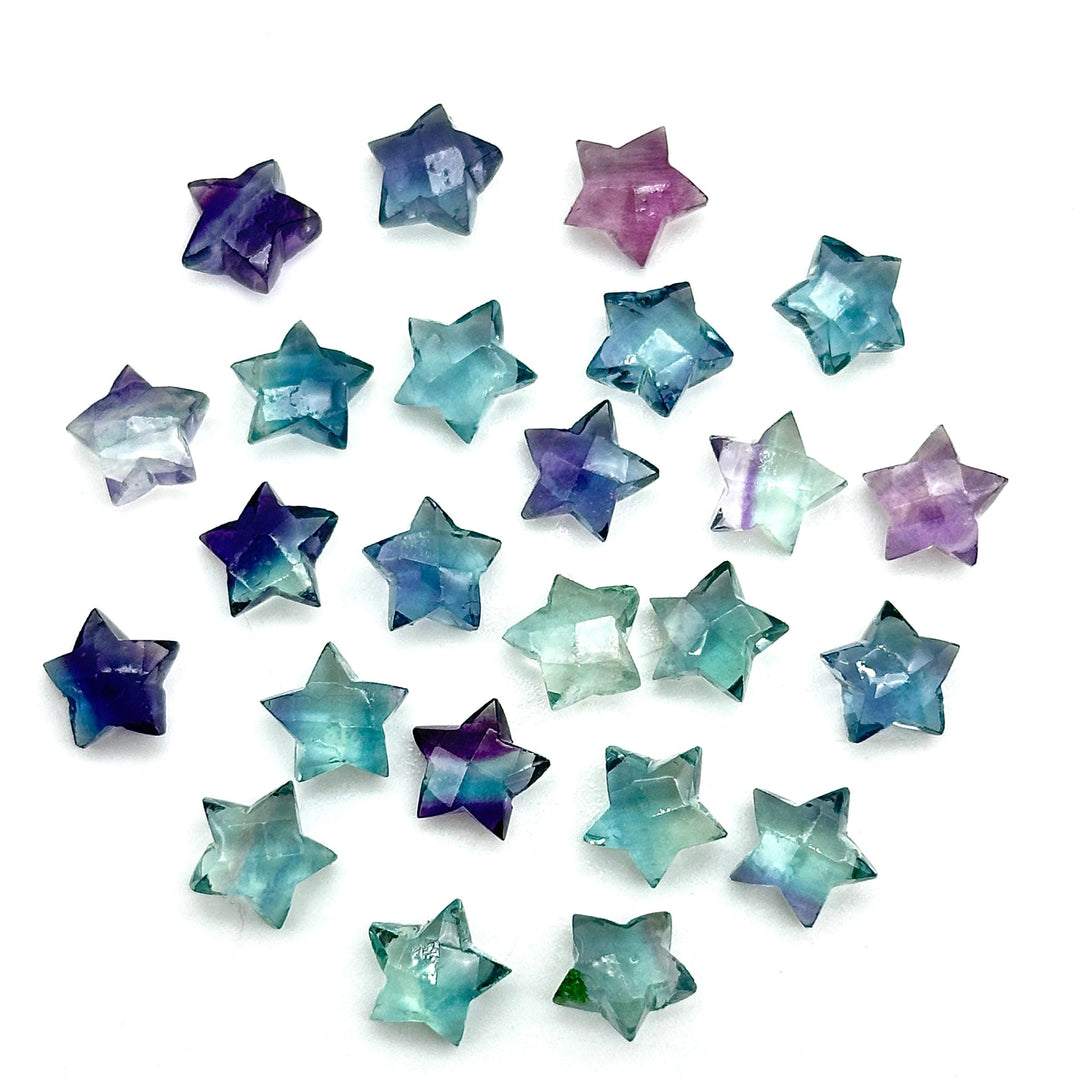 Mini AAA Multi Fluorite Star Shape Briolette's, Fluorite Faceted Hand Carved Star Shape Beads, Star Shape Loose Charm Jewelry Beads, 8 MM