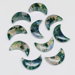 Load image into Gallery viewer, Hand Carved Moss Agate Moon Briolettes: Natural Gemstone Beads, 17mm