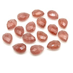 Load image into Gallery viewer, AAA+ Pink Strawberry Faceted Pear Shape Beads, 9X12 MM Pink Strawberry Briolette's Beads, Matched Pairs, Jewelry Making Pear Shape Beads