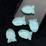 Load image into Gallery viewer, Carved Aqua Chalcedony Fish Gemstone, Natural Aqua Chalcedony Fish, 15X24 MM, Feminine Energy Fish Charm Sky Blue Crystal, Both Side Carved