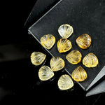 Load image into Gallery viewer, AAA+ Quality Natural Citrine Shell Shape Beads, 8 MM Hand Carved Citrine Seashell, Tiny Carved Beads, Shell Charms, Jewelry and Craft Making