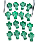 Load image into Gallery viewer, Natural Malachite Cross Shape Beads ~ Malachite Carvig Gemstone Beads ~ Faceted Malachite Beads ~ 15 MM Cross Charm Beads ~ Holy Cross Beads