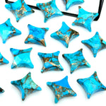 Load image into Gallery viewer, Natural Copper Turquoise Ninja Star Shape Carving Beads, Fancy Star Shape Gemstone Beads, 11X15 MM Jewelry Making Star Shape Briolette Beads