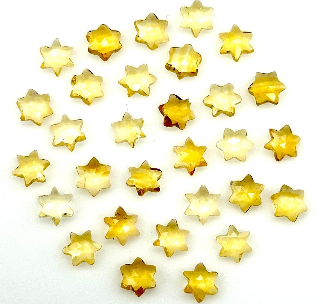 Natural Citrine Little Stars, Citrine Gemstone Star Shape Beads, 6 MM Star Shape Gemstone for Jewlery, 6 Sides Carving Star Beads