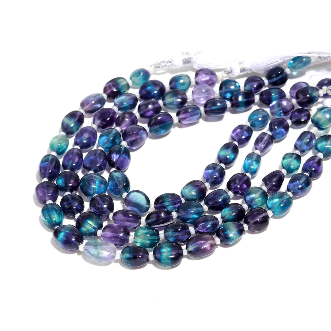 Multi Fluorite Tumble Gemstone Beads: 8" Strand, 6-8mm
