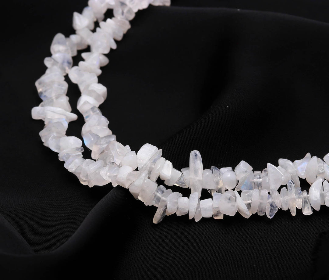 AAA Rainbow Moonstone Uncut Beads Strand, AAA Moonstone Chips Beads for Jewelry Making, 16" Inch Uncut Chip Beads, Freeform Uncuts