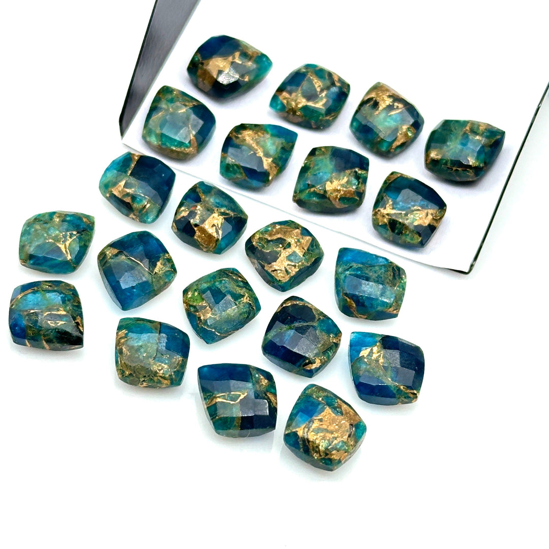 Neon Blue Copper Turquoise Leaf Beads, Faceted Briolette (10x12 mm)