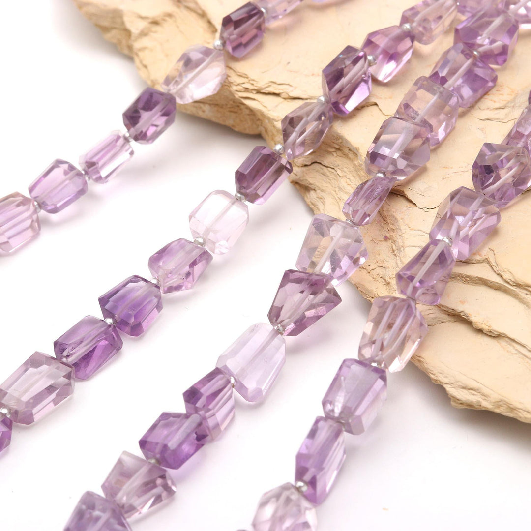 AAA Natural Pink Amethyst Faceted Tumble Beads ~ 6X8 MM Pink Amethyst Nuggets Shape Beads ~ 8" Strand Fancy Jewelry Making Beads Loose Beads