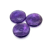 Load image into Gallery viewer, Purple Amethyst Evil Eye Shape Gemstone, Natural Amethyst Hand Carved Stones, 28 MM, Round Evil Eye Carving, Unique Amethyst Carvings