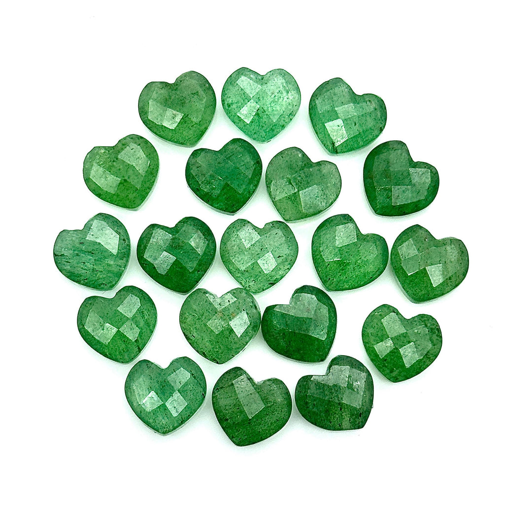 Faceted Green Strawberry Quartz Heart Briolettes: Hand Carved Gemstone Beads, 12mm