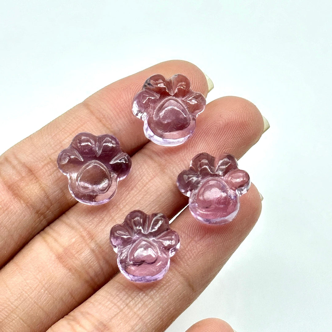 AAA+ Quality Natural Pink Amethyst Hand Carved Dog Paw, Gemstone Paw Carving, 13 MM Paw Charm, Dog Cute Purple Paws for Jewelry