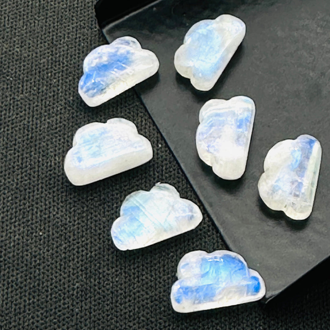 Flashy Rainbow Moonstone Clouds Shape Beads, Rainbow Smooth Cloud Beads, Carved Cloud Gemstone Charms, 12 MM, Loose Carved Briolettes