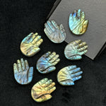 Load image into Gallery viewer, Natural Flashy Labradorite Hamsa Shape Carving Gemstones, 25 MM Palm Shape Gemstone, Healing Power Beads, Hand Carved Jewelry Making Charms