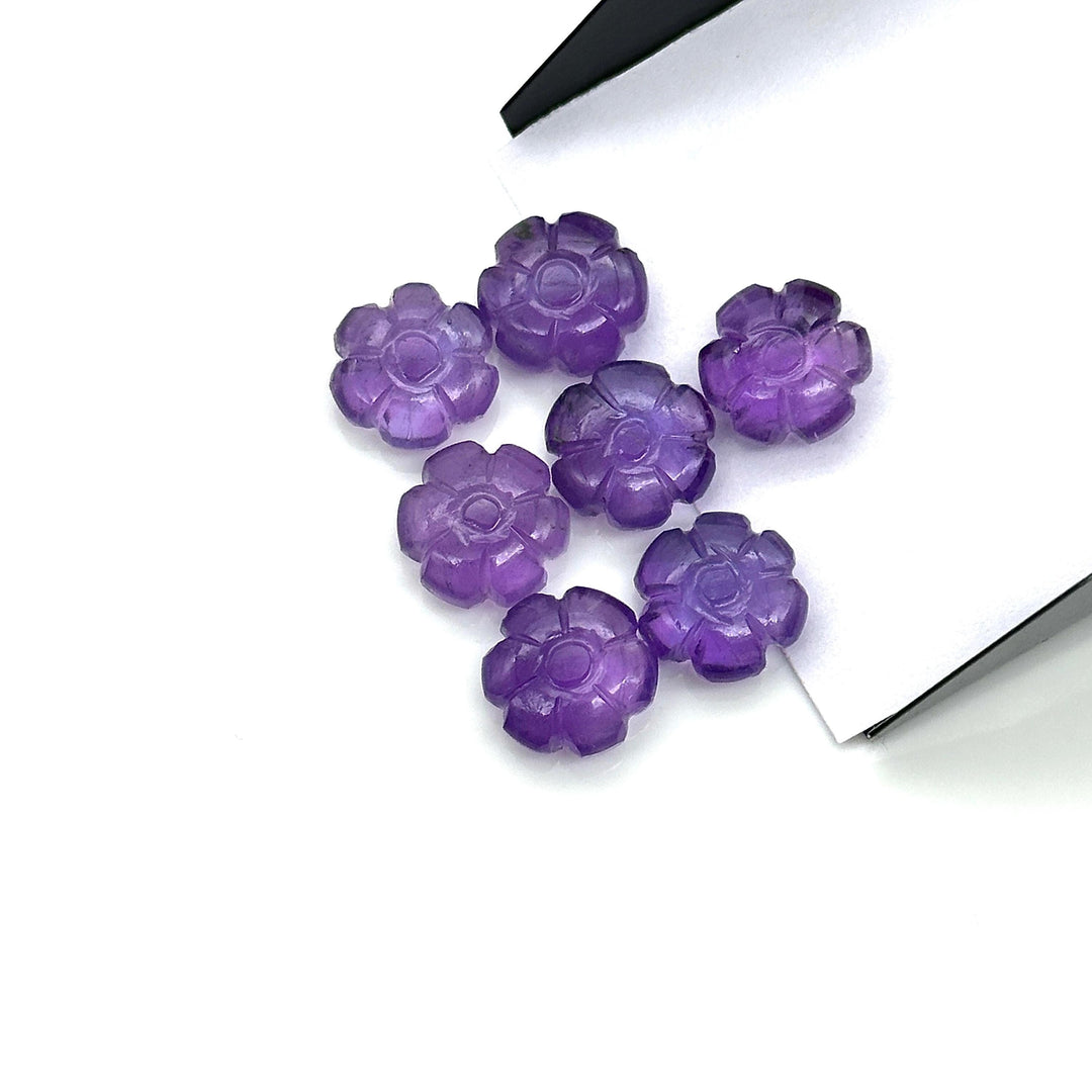 Natural Amethyst Flower Shape Beads, Purple Amethyst Flower Shape Carving, Jewelry Making Loose Gemstone Charms, 12 MM, Carved Crystals