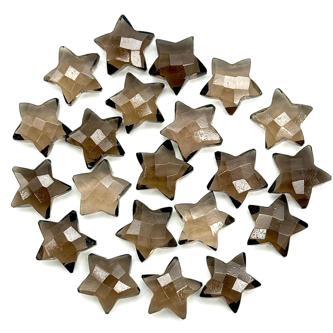 Natural Smokey Quartz Star Shape Briolettes, Smokey Quartz Faceted Star Shape Beads, Fancy Star Stones for Jewelry Making, 15 MM Brown Stars