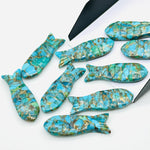 Load image into Gallery viewer, Natural Copper Turquoise Fish Carving Beads, Jewelry Making Gemstone Fish Shape Crystals, 30X10 MM