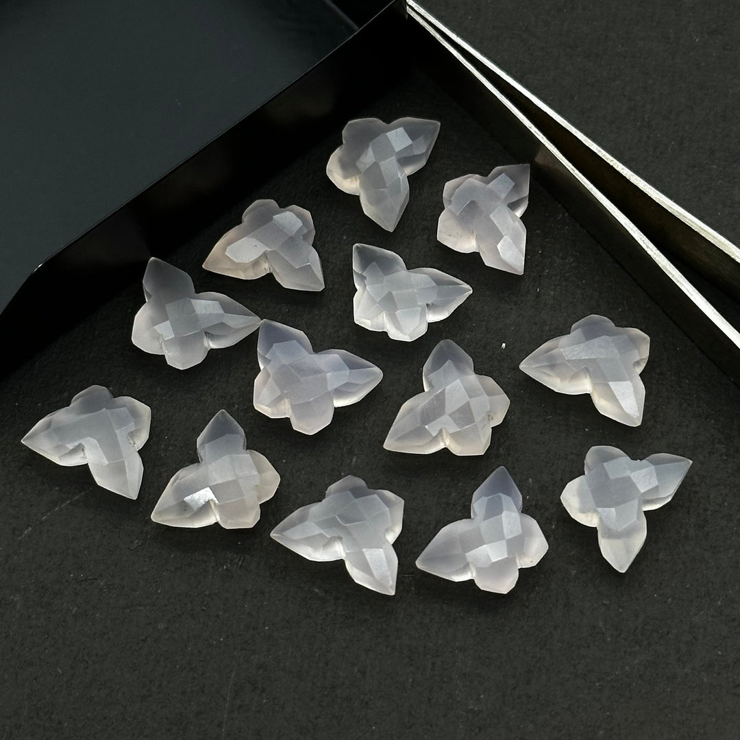 Natural Pink Chalcedony Hand Carved Butterfly , Pink Chalcedony Faceted Butterfly Briolette's, Chalcedony Loose Gemstone Charms Beads 14mm