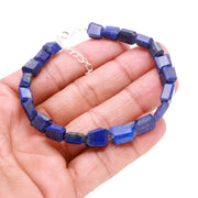 Natural Lapis Lazuli Tumble Beads Bracelet, Blue Lapis Opal Faceted Nugget Beads Bracelet, Healing Gemstone Jewelry for Gifts