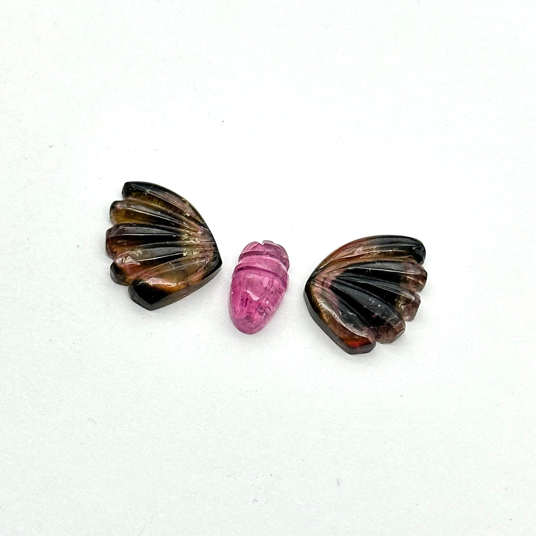 Natural tourmaline Butterfly Shape Carving, Hand carved tourmaline Butterfly loose carving, carved butterfly jewelry for Making 20x11mm.