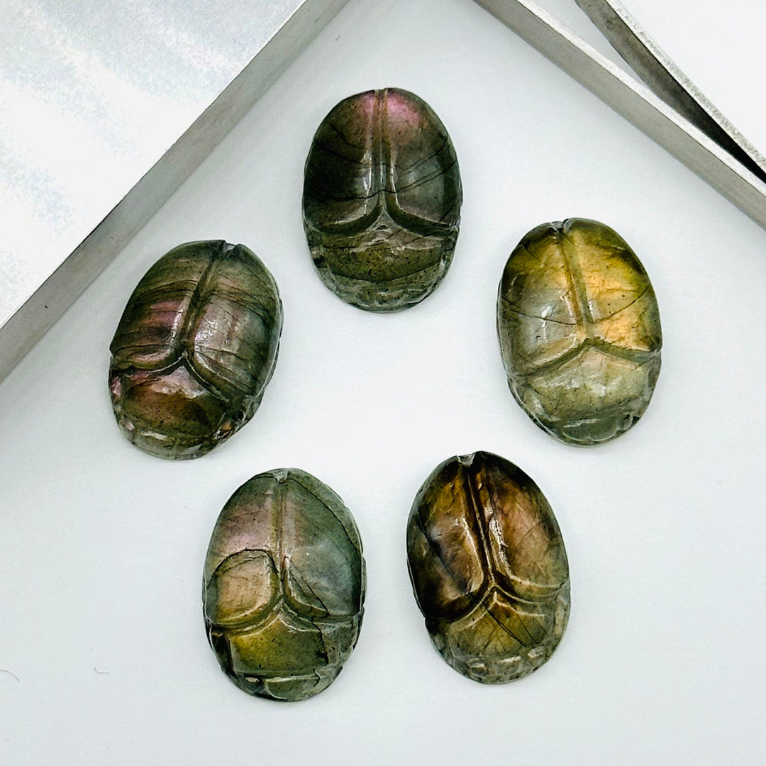 2,3,4,5,6 pcs Natural Labradorite Scarab Face Carved Gemstone, Fancy Shape Scarab Carving, Hand Carved loose Gemstone for Jewelry 16X12