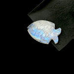 Load image into Gallery viewer, Carved Rainbow Moonstone Fish: Handmade Gemstone Briolette (22x33mm