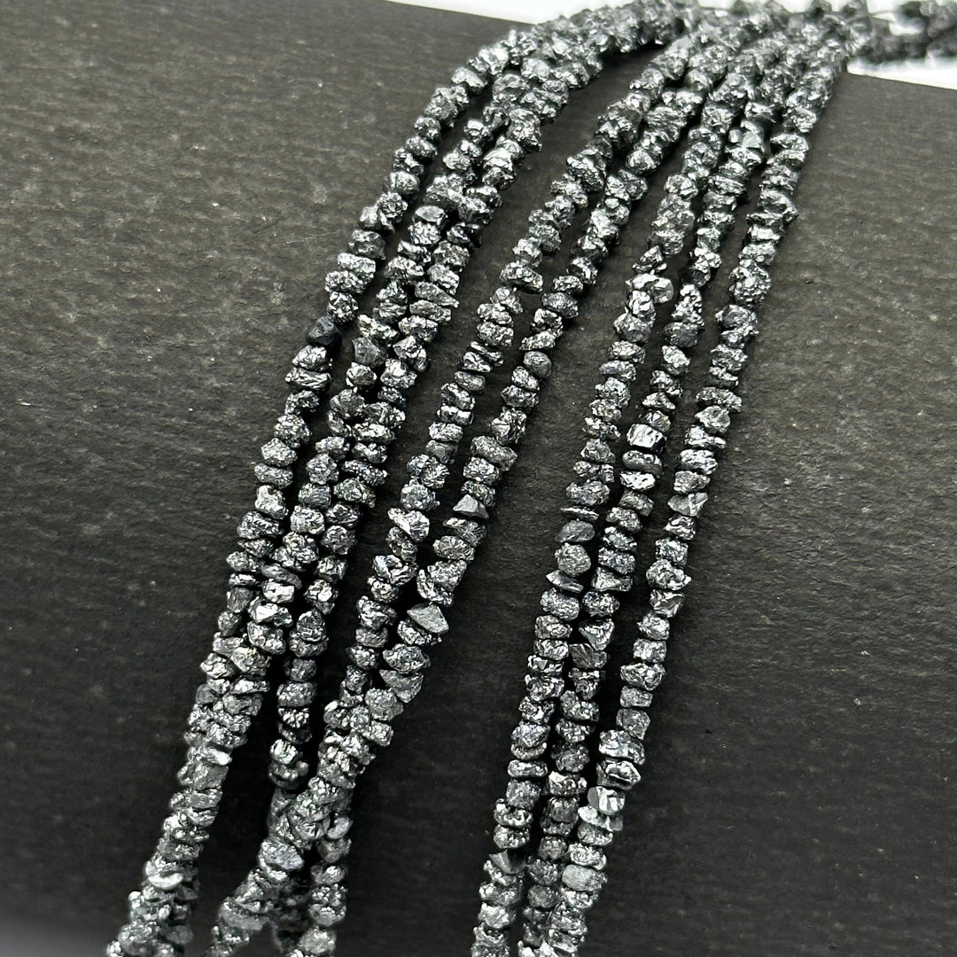 ROUGH DIAMONDS BEADS, Black Diamond Raw Uncut Beads, 1-2 mm Raw Diamond Beads, Black Diamond Nuggets Chips Beads, Diamond Rough Beads Strand
